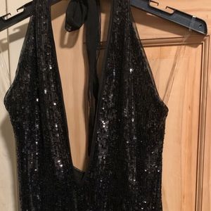 This is a black blackness dress with a slit side